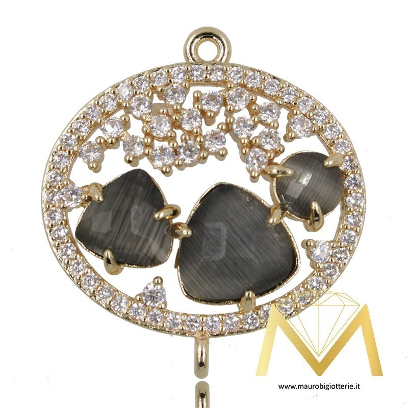 Oval Pendant with Cat's Eye color Gray