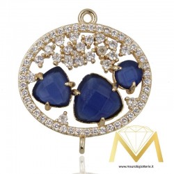 Oval Pendant with Cat's Eye color Blue