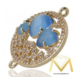 Ciondolo Ovale con Occhio di Gatto Colore Azzuro