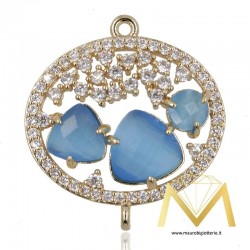 Oval Pendant with Cat's Eye color Light Blue