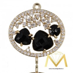 Oval Pendant with Cat's Eye color Black