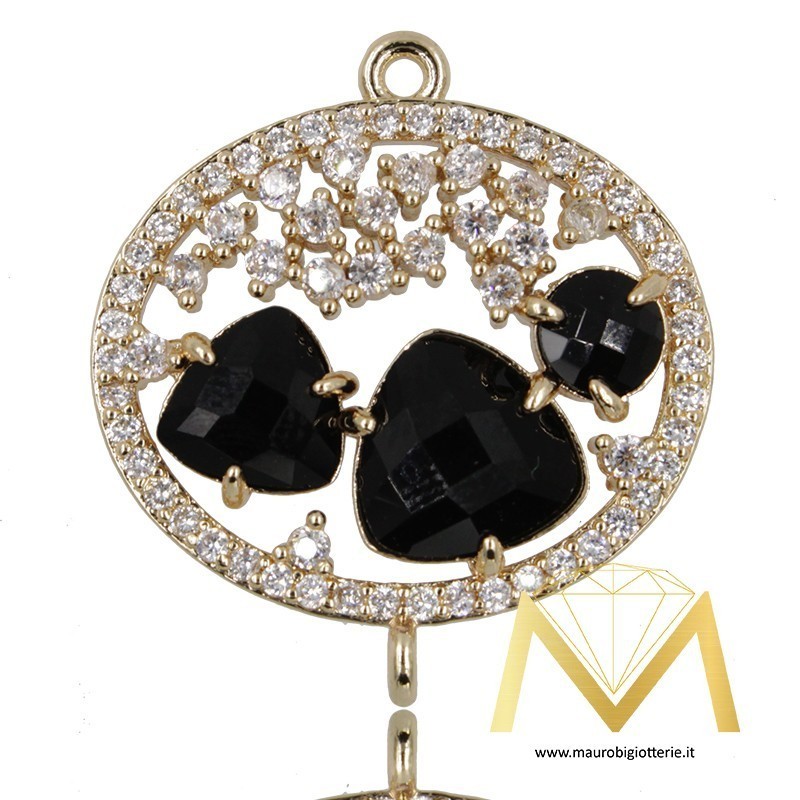 Oval Pendant with Cat's Eye color Black