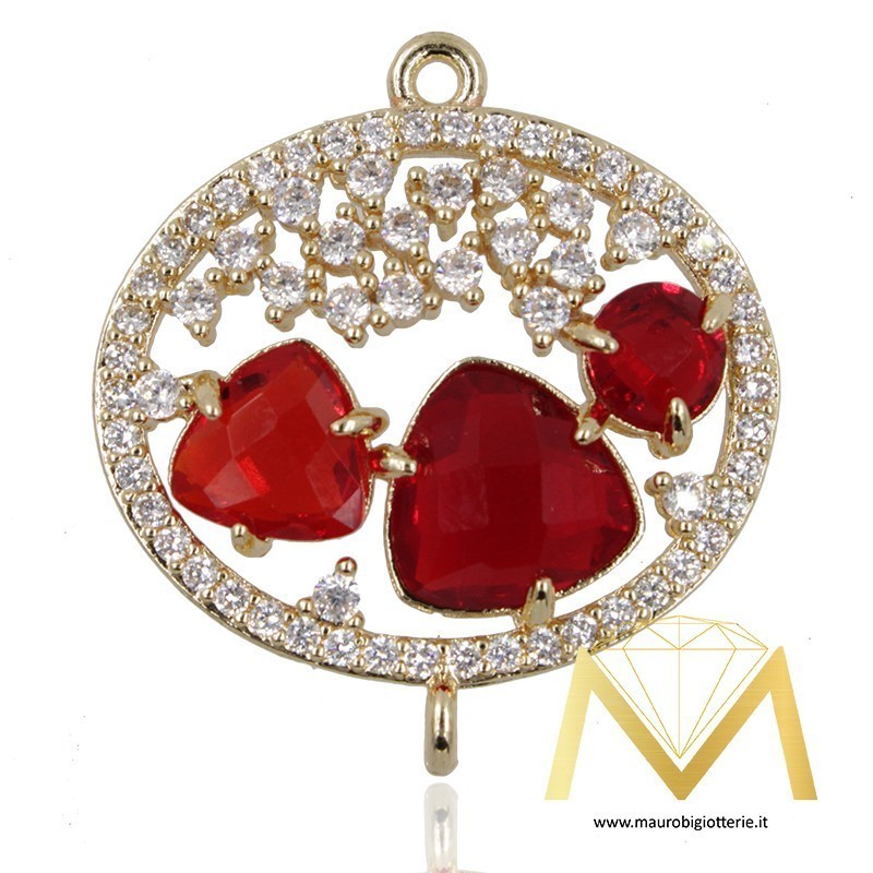 Oval Pendant with Cat's Eye color Red