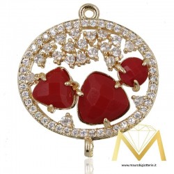 Oval Pendant with Cat's Eye color Bordeux