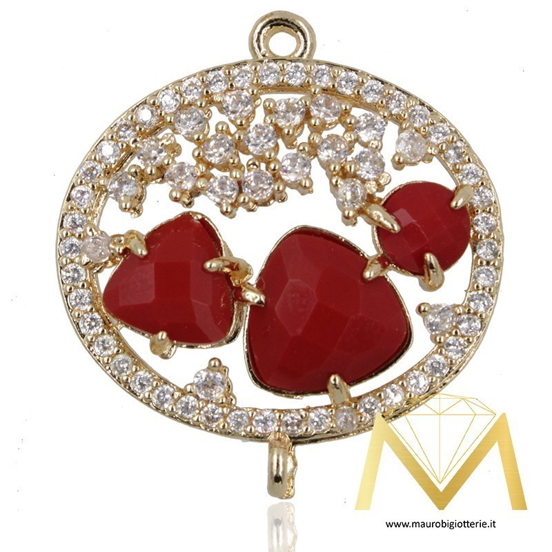 Oval Pendant with Cat's Eye color Bordeux