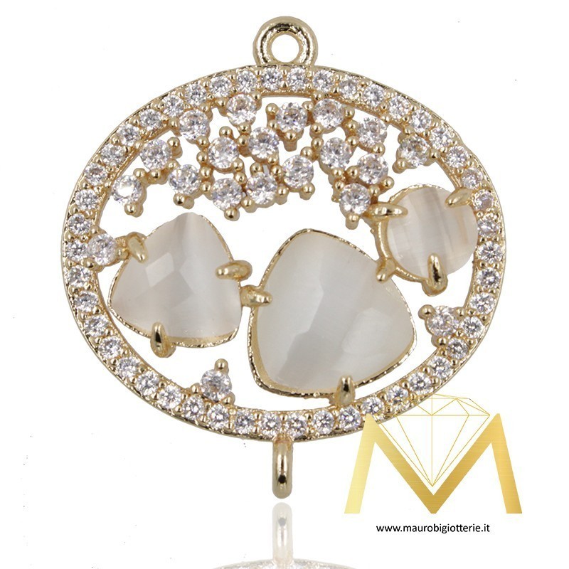 Oval Pendant with Cat's Eye color Pearl White