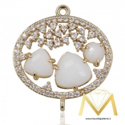 Oval Pendant with Cat's Eye color Pearl White