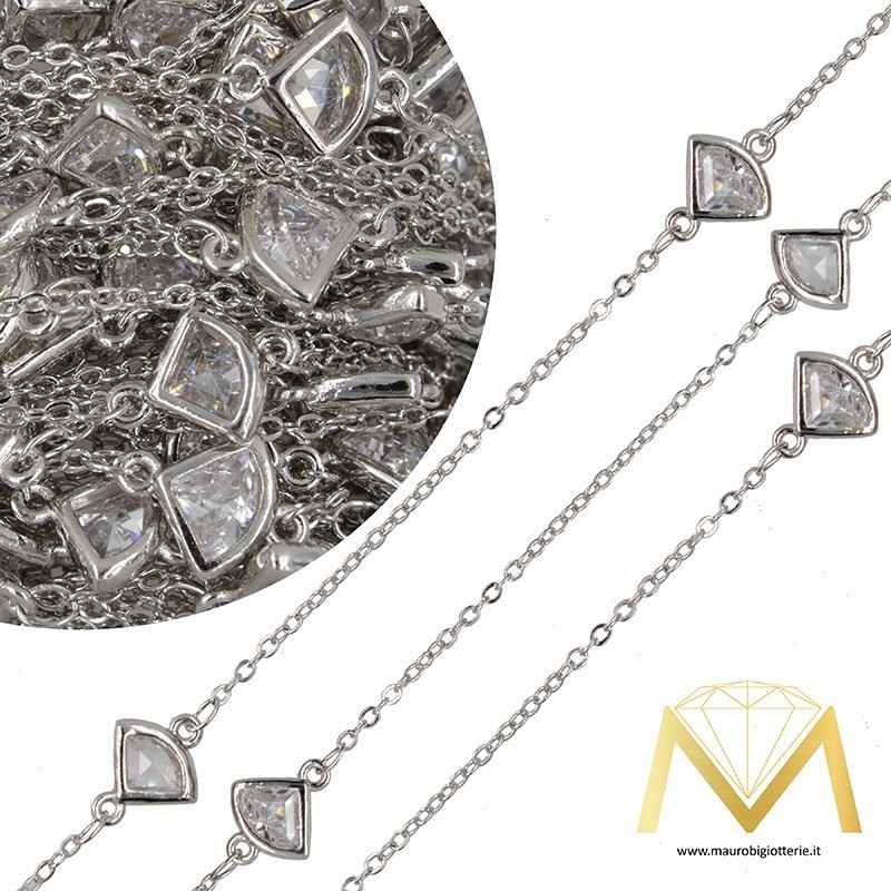 Diamond Shaped Brass Chain Silver