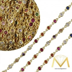 Gold Brass Chain with Multicolored Zircon