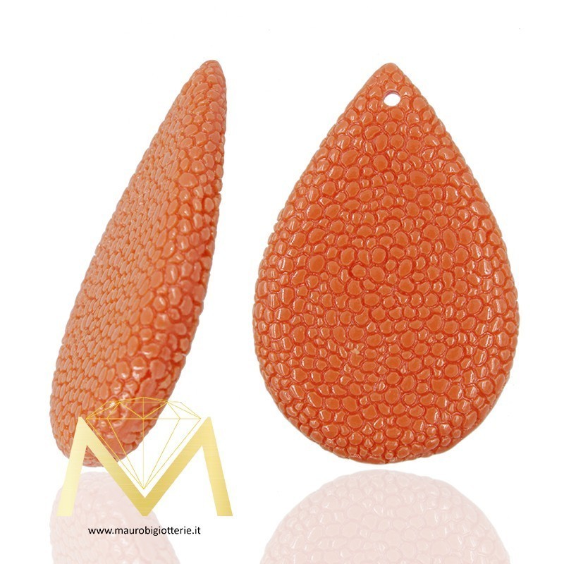Ciondoli in Resina Forma Goccia colore Corallo Arancione