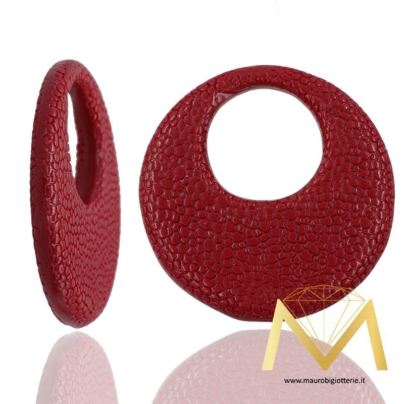 Round Resin Pendant color Coral Red