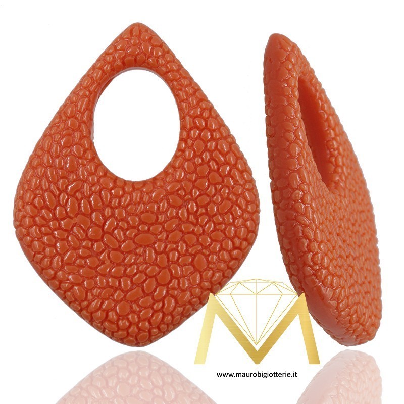 Rhombus Resin Pendant color Coral Orange
