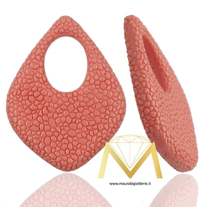 Rhombus Resin Pendant color Coral Pink