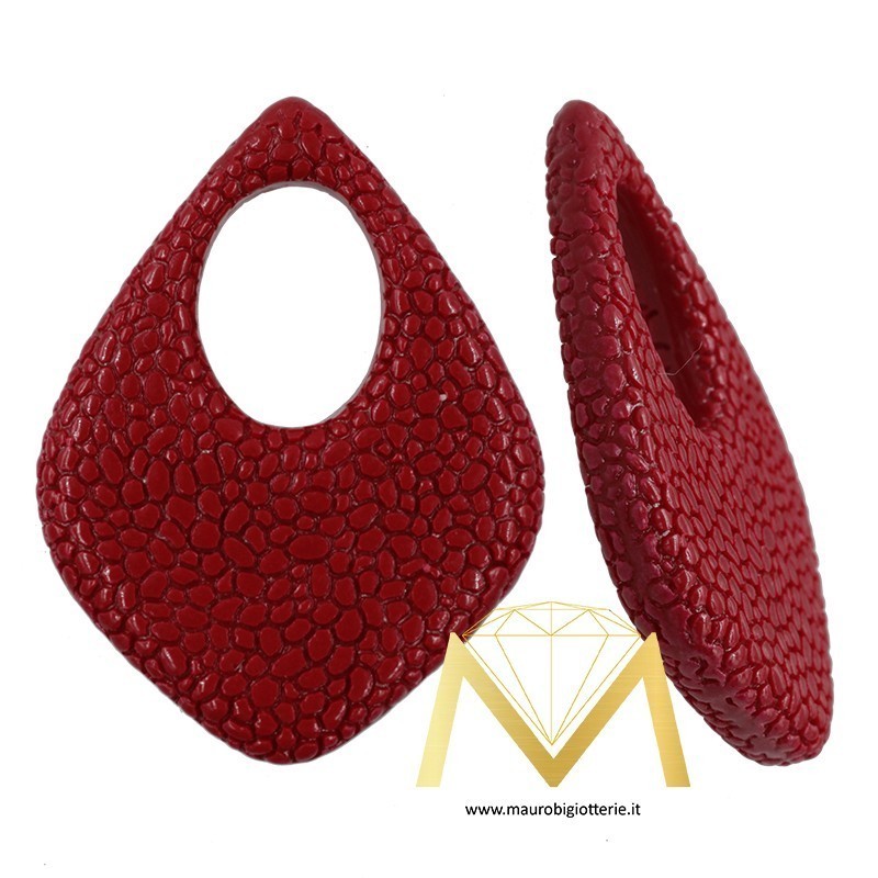 Rhombus Resin Pendant color Coral Red