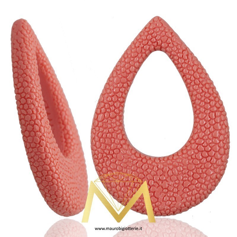 Ciondoli in Resina Forma Goccia con Buco colore Corallo Rosa
