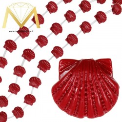 Passanti in Resina - Conchigliette - Rosso Corallo - 10mm