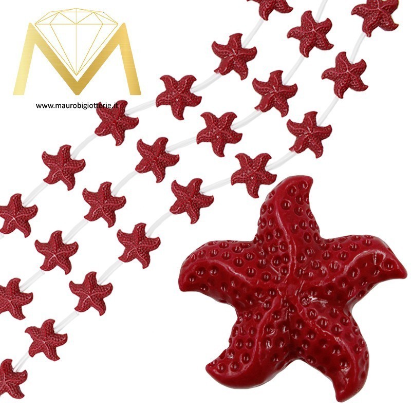 Passanti in Resina - Stella Marina - Rosso Corallo - 30mm