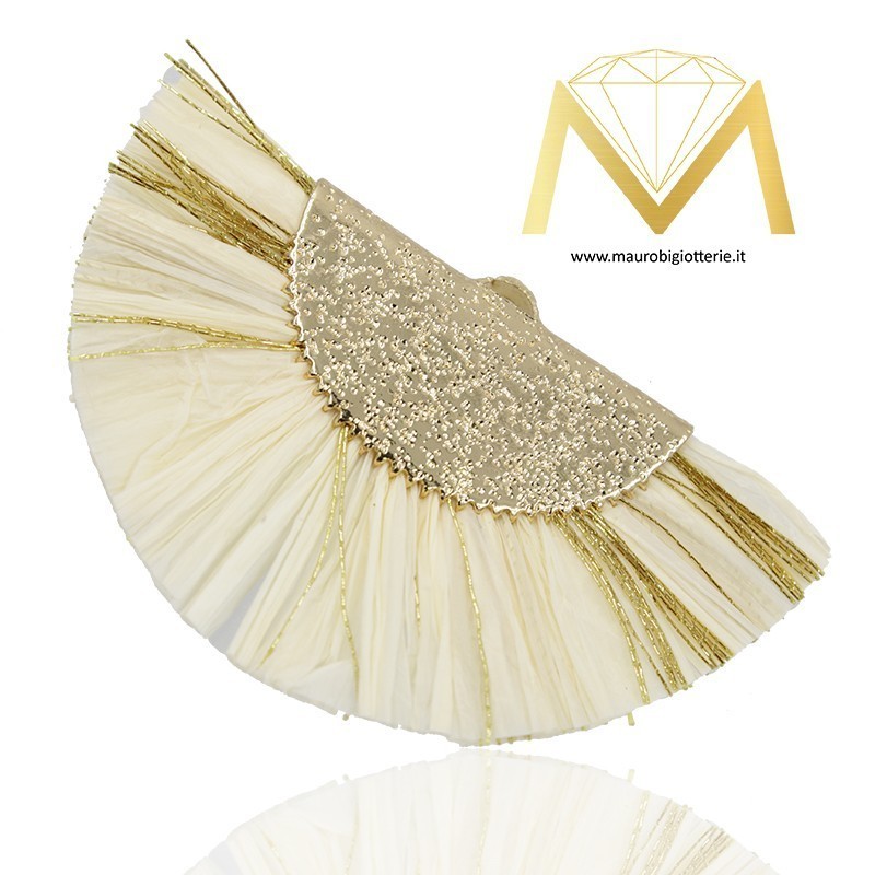 Raffia Tassels with Brass Cover - Cream