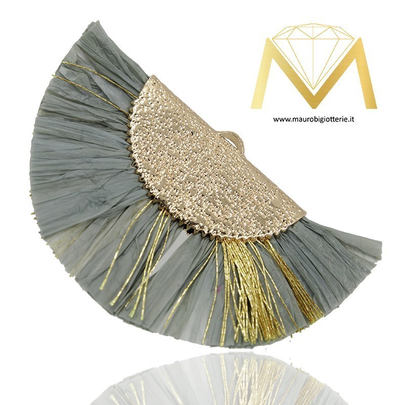Nappine in Rafia con Coppetta in Ottone Grigio