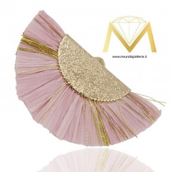 Raffia Tassels with Brass Cover - Pink