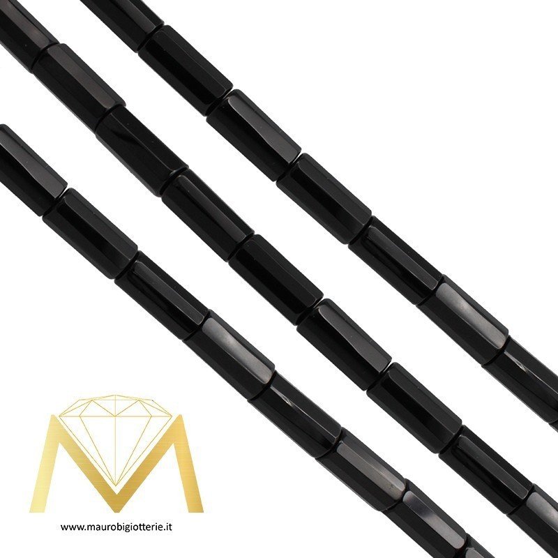 Onice Nero Cilindro Sfaccettata 8x16mm