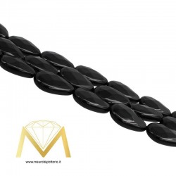 Black Onyx Flat Droplet Faceted 12x15mm