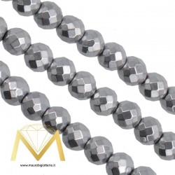 Hematite Faceted Sphere Silver 2mm