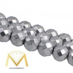 Hematite Faceted Sphere Silver 2mm