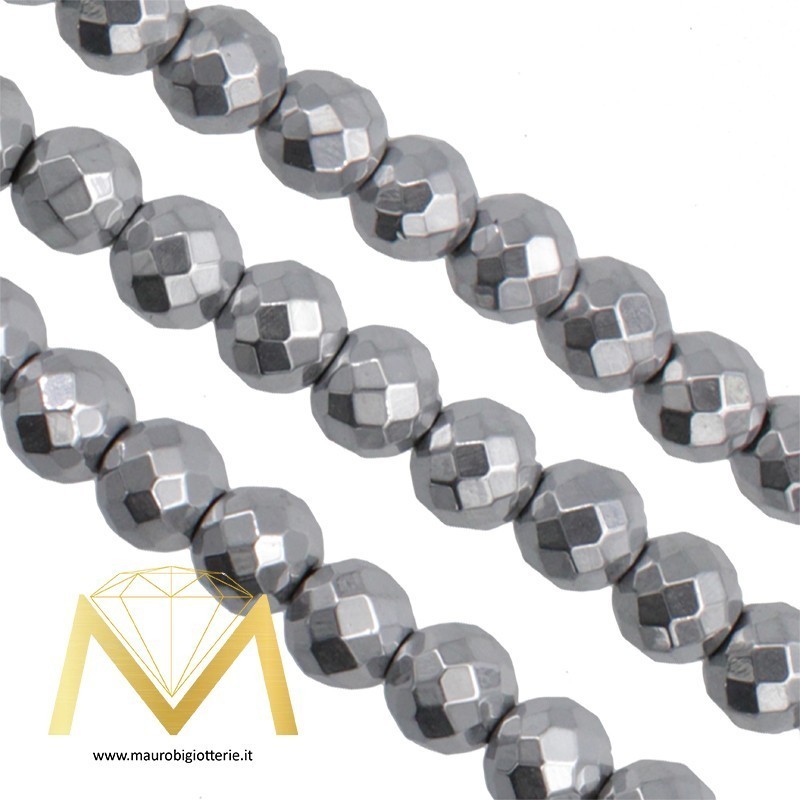 Ematite Sfere Sfaccettate Argento 2mm