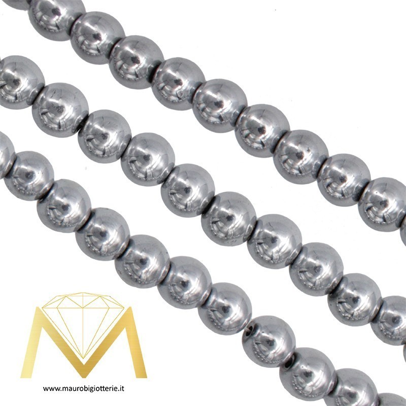 Hematite Smooth Sphere Silver 2mm