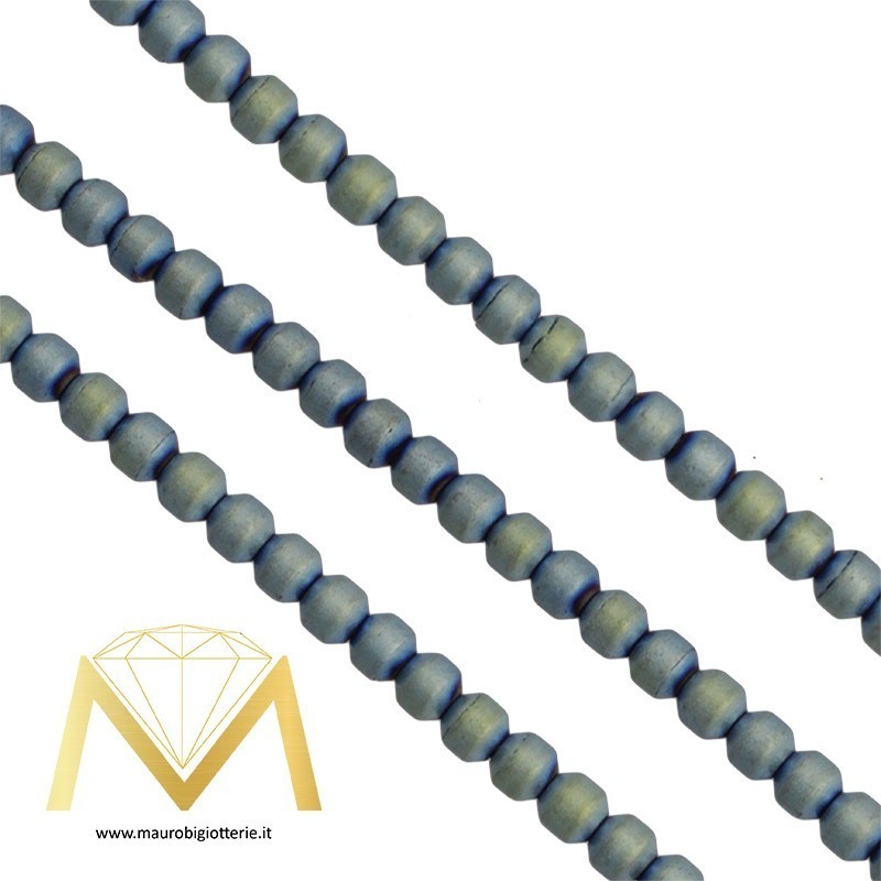 Hematite Opaque Rhombus Ocean Green 3mm