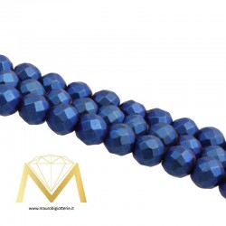 Hematite Opaque Faceted Sphere Blue 6mm