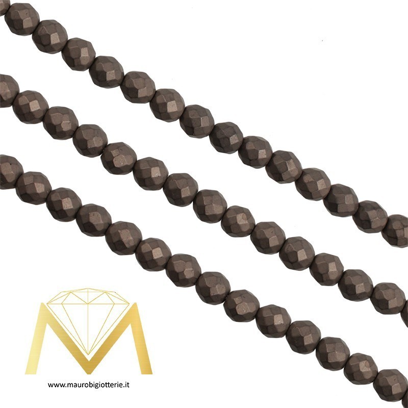 Hematite Opaque Faceted Sphere Bronze 6mm