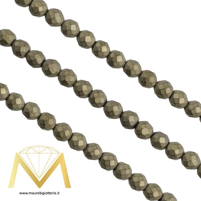 Hematite Opaque Faceted Sphere Champagne 6mm