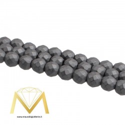 Hematite Opaque Faceted Sphere Gray 6mm