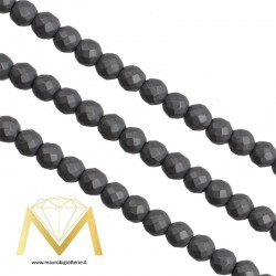 Hematite Opaque Faceted Sphere Gray 6mm