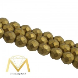 Hematite Opaque Faceted Sphere Gold 6mm