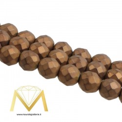 Ematite Opaco Sfera Sfaccettata Rame 6mm