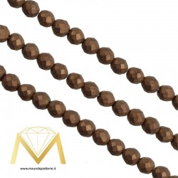Hematite Opaque Faceted Sphere Copper 6mm