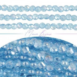 Light Blue Glass Crystal Faceted Sphere 5mm