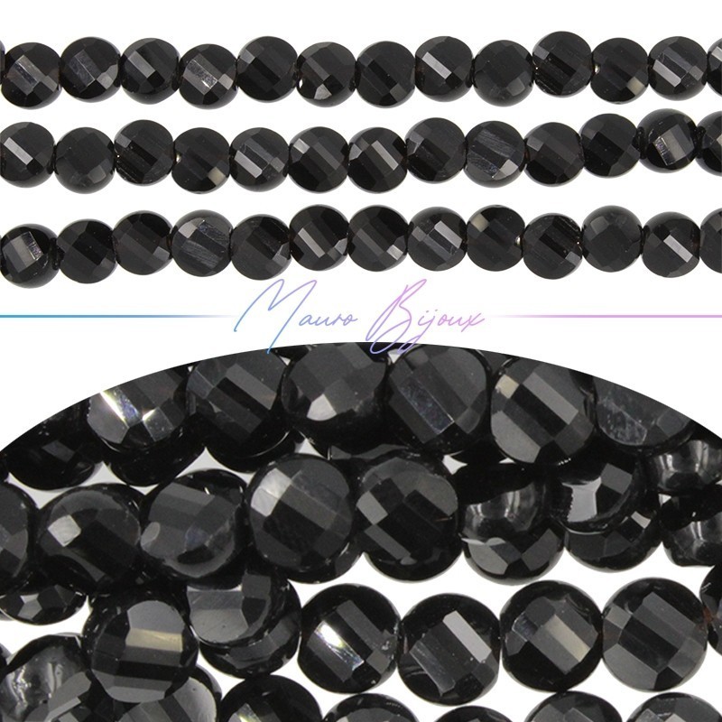 Black Glass Crystal Faceted Sphere 5mm