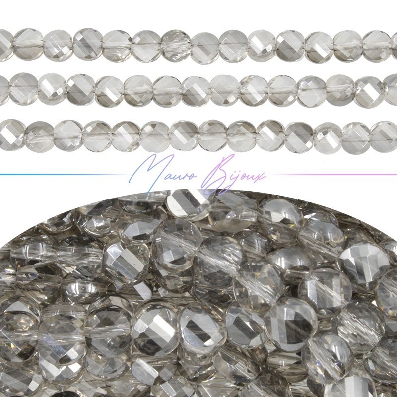 Cristallo di Vetro Tondo Sfaccettata Grigio 5mm