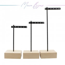 Black Stand for Earrings with Wooden Base (3 pc set)
