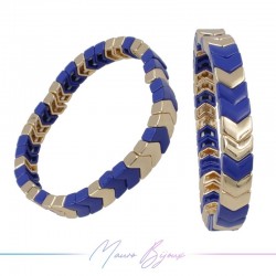 Enamelled Bracelet | Fish Bone | Blue and Gold