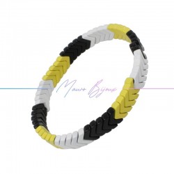 Enamelled Bracelet | Fish Bone | Black White Yellow