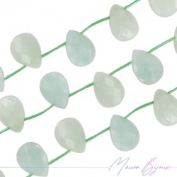 Giada Verde Goccia Piatta Sfaccettata 14x10mm (1 Filo di 25pz)