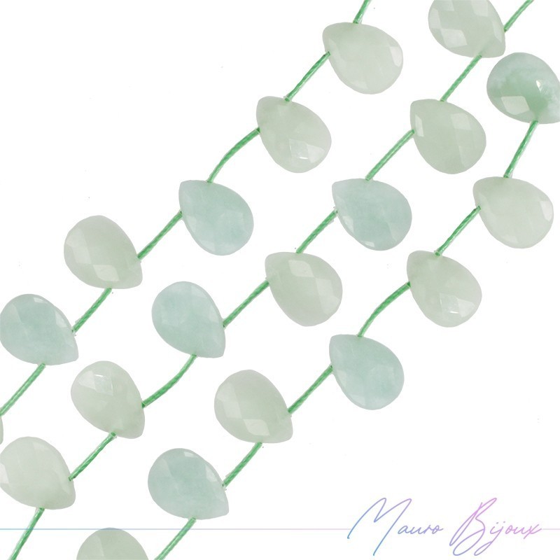 Giada Verde Goccia Piatta Sfaccettata 14x10mm (1 Filo di 25pz)
