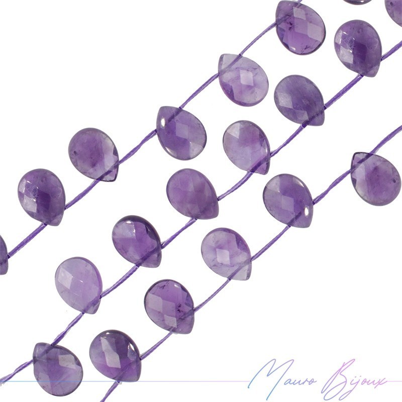 Faceted Droplet Amethyst 14x10mm (25pcs)