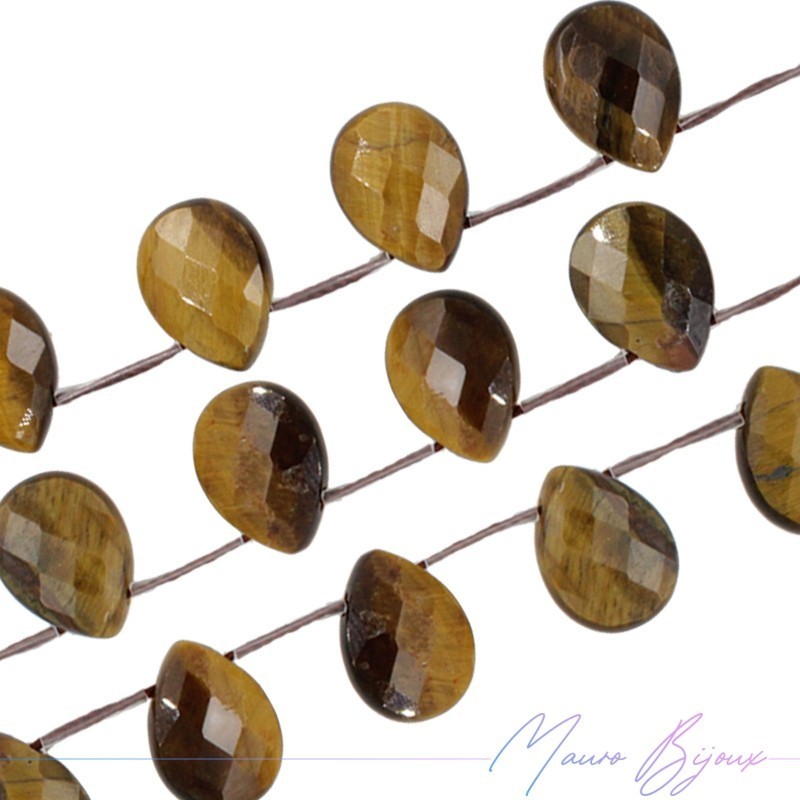 Faceted Droplet Tiger's Eye 14x10mm (25pcs)