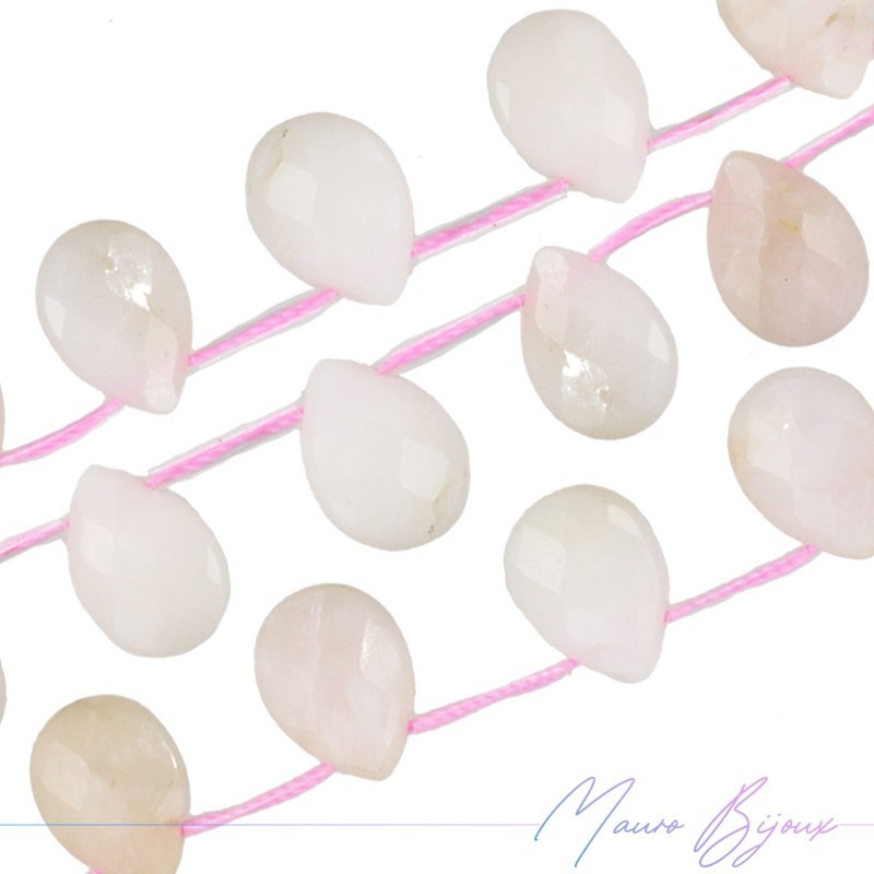 Opale Rosa Goccia Piatta Sfaccettata 14x10mm (1 Filo di 25pz)